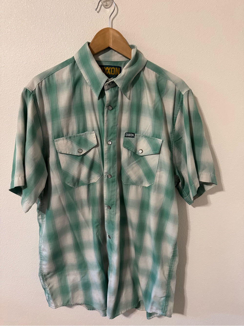 Dixxon Flannel Co Claddagh Bamboo Short Sleeve Pearl Snap Button Shirt Green-L